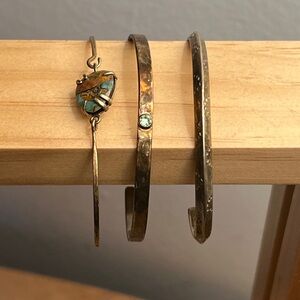 CHAN LUU Gold and Turquoise Bracelet Set of 3